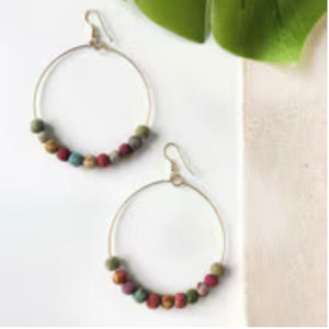 Kantha Bead Hoop Earrings