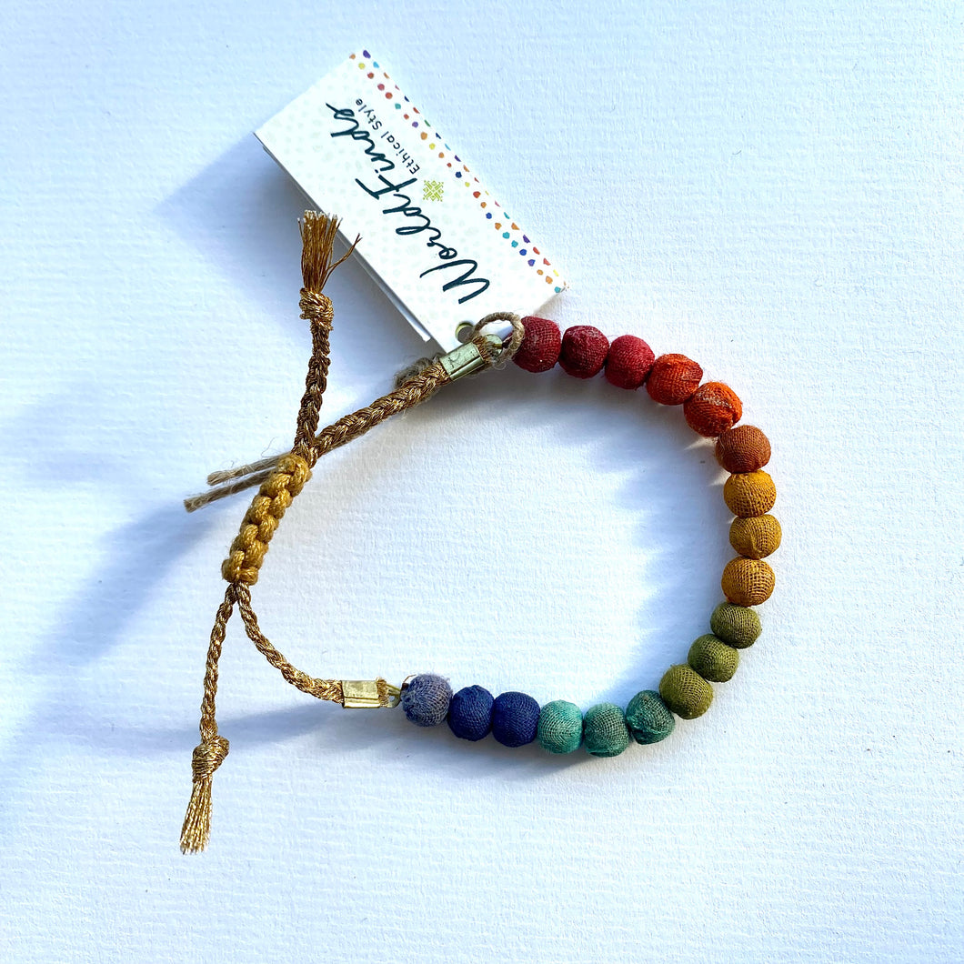 Kantha Rainbow Slide Bracelet