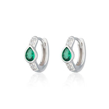 Load image into Gallery viewer, Green teardrop huggie hoop earrings
