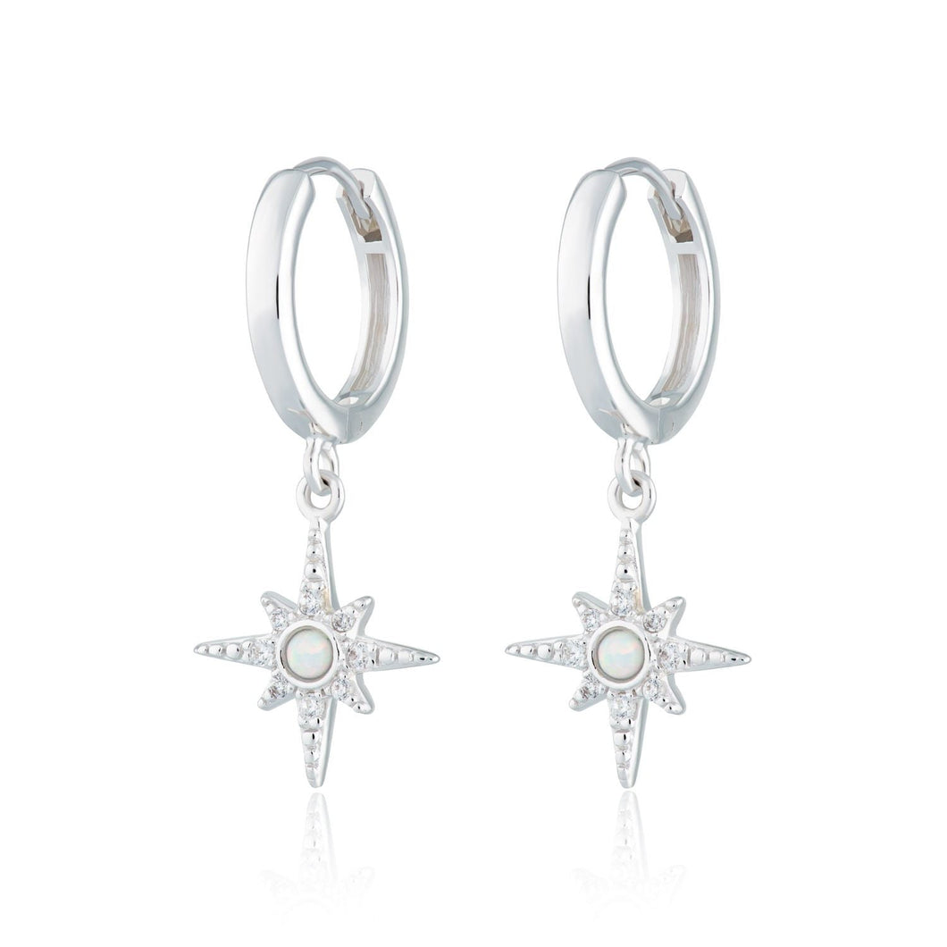 Opal Starburst Huggie Hoop Earrings
