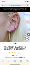 Load image into Gallery viewer, Rainbow Baguette Huggie Hoops
